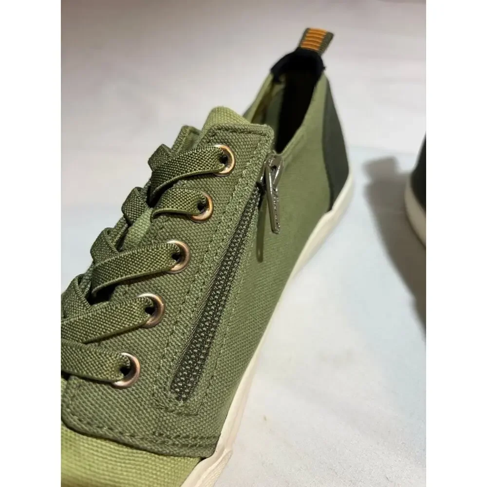 Cat & Jack Green Canvas Sneakers with Side Zipper Sz 5